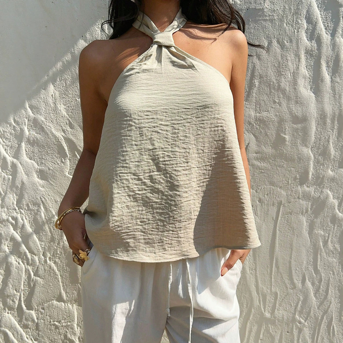 Women's Twisted Backless Halter Top