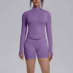 Seamless Knitted Long Sleeve Zipper Yoga Jacket Tight V
