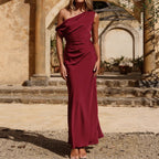 One-Shoulder Ruched Sleeveless Bodycon Maxi Dress
