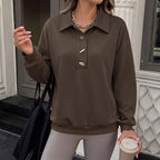 Women's Polo-Collar Button Knit Sweater