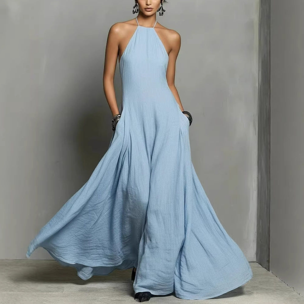 Summer Lady Sexy Minimalist Halter Backless Dress