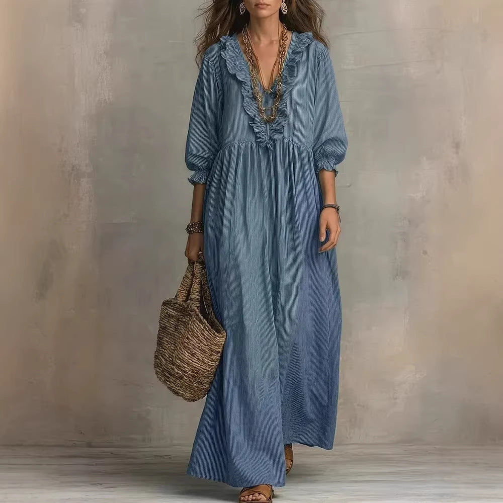 Women's Striped Ruffled Dress
