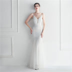 Women's Popular Mesh Beads Sequined Dress Long Evening Dress Star Event Exhibition Stage