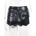 Leather High Waist Hip Faux Base Elasticity Shorts