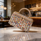 Women's Rhinestone Box Clutch Crossbody Bag