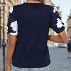 Women's Summer Women Round Neck Printing Patchwork Top Women