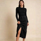 Women's Slit Denim Midi Dress