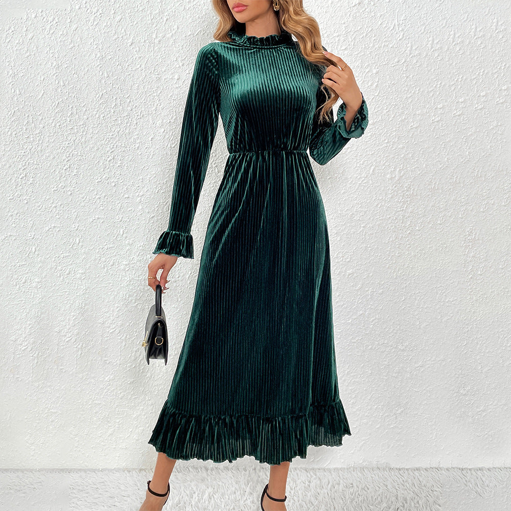 Women’s Velvet Ruffle Swing Party Dress