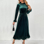 Women’s Velvet Ruffle Swing Party Dress