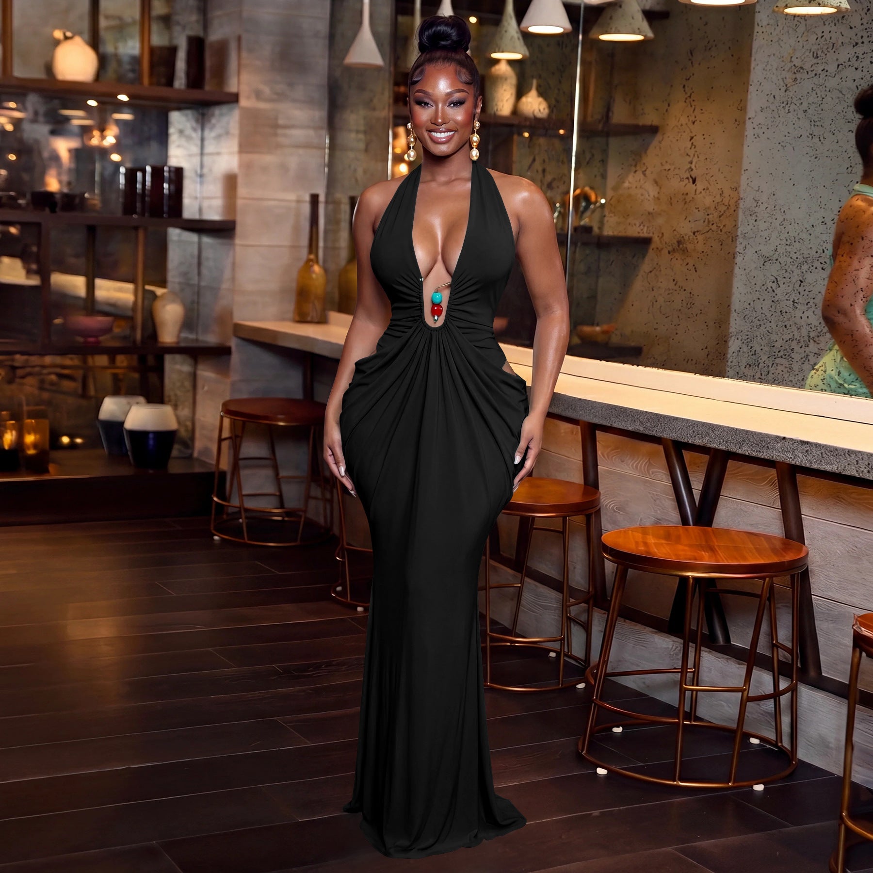 Women's Lace Backless Dress