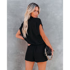 Women's V-Neck Short-Sleeve Jumpsuit