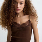 's Arrival Lace Stitching Modal Vest Top Slim Fit Base Strap