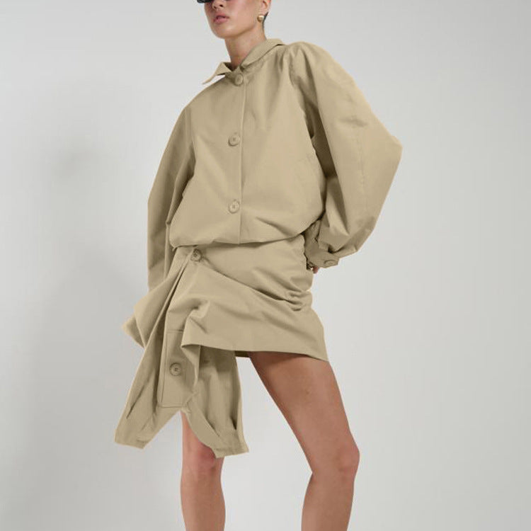Asymmetric Shirt & Skirt Set