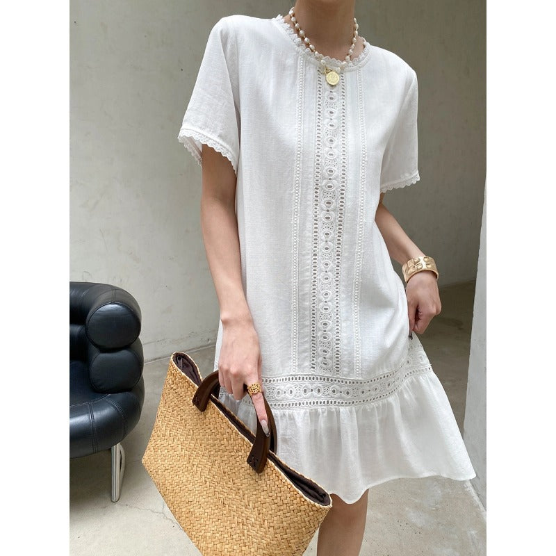 Women's Embroidered Cutout French Dress