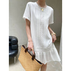 Women's Embroidered Cutout French Dress