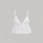 Women’s Ivory Backless Tie Front Crop Camisole