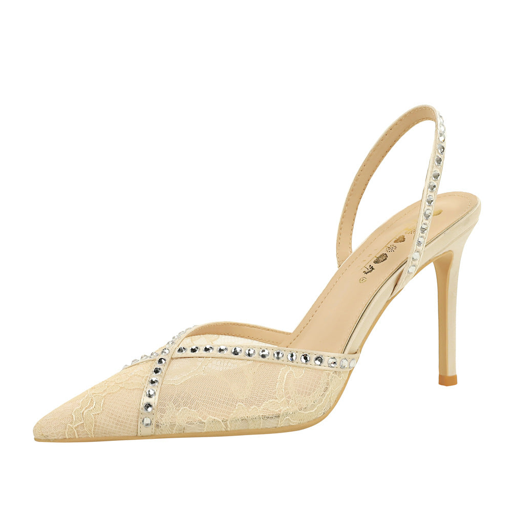 Women's Lace Mesh Stiletto Sandals