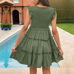 V-Neck Ruffle Dress