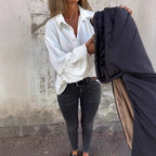 Minimalist Long Sleeve All Match Loose White Button Shirt