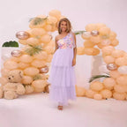 Women's Lavender Floral One-Shoulder Tulle Dress