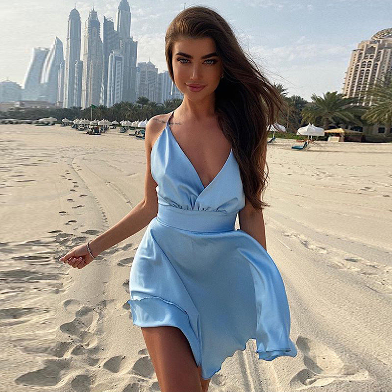 Women's Summer Bow Swing Sexy Cami Dress Women Clothing