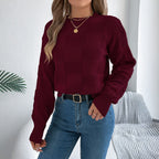 Women's Plaid Long-Sleeve Pullover Sweater