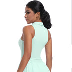 Nude Feel Tight Sports Vest Yoga Running Tennis Workout Clothes Top Polo Shirt Collared Sweatshirt for Women