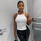 Bunte Wrapped Chest Stitching Breasted Slim Vest Cropped Outfit Top