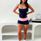 Sports Spring Summer Can Be Worn outside Suspender Shorts Two Piece Set