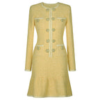 Women's Button-Front Crew-Neck Dress