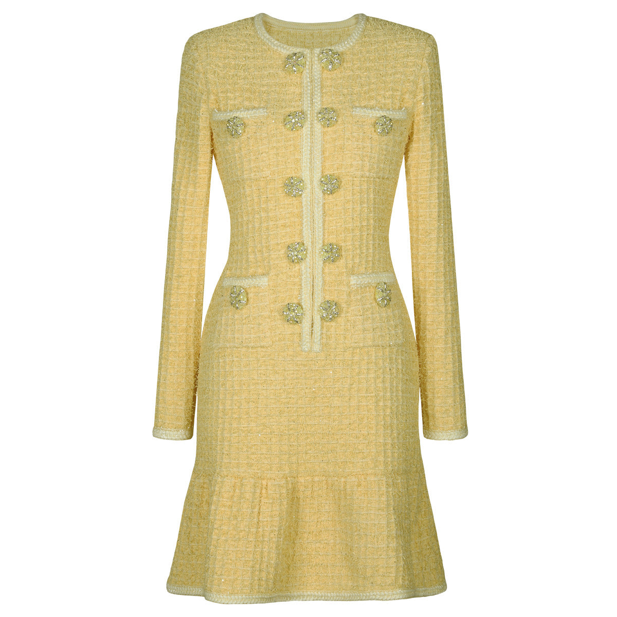 Women's Button-Front Crew-Neck Dress