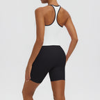 Vest White Body Black Edge Shorts Black