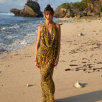 Women's Leopard Print Pockets Collar Sexy Backless Slim Fit Seaside Beach Jumpsuit