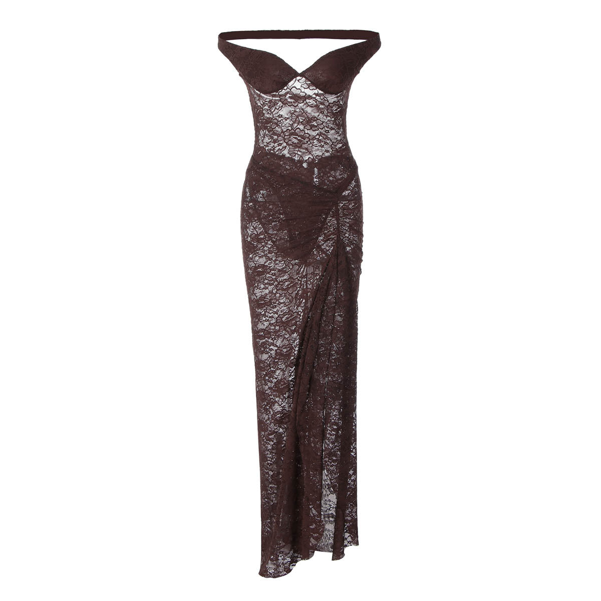 Women's Lace Backless Split Top and Skirt Two-Piece Set