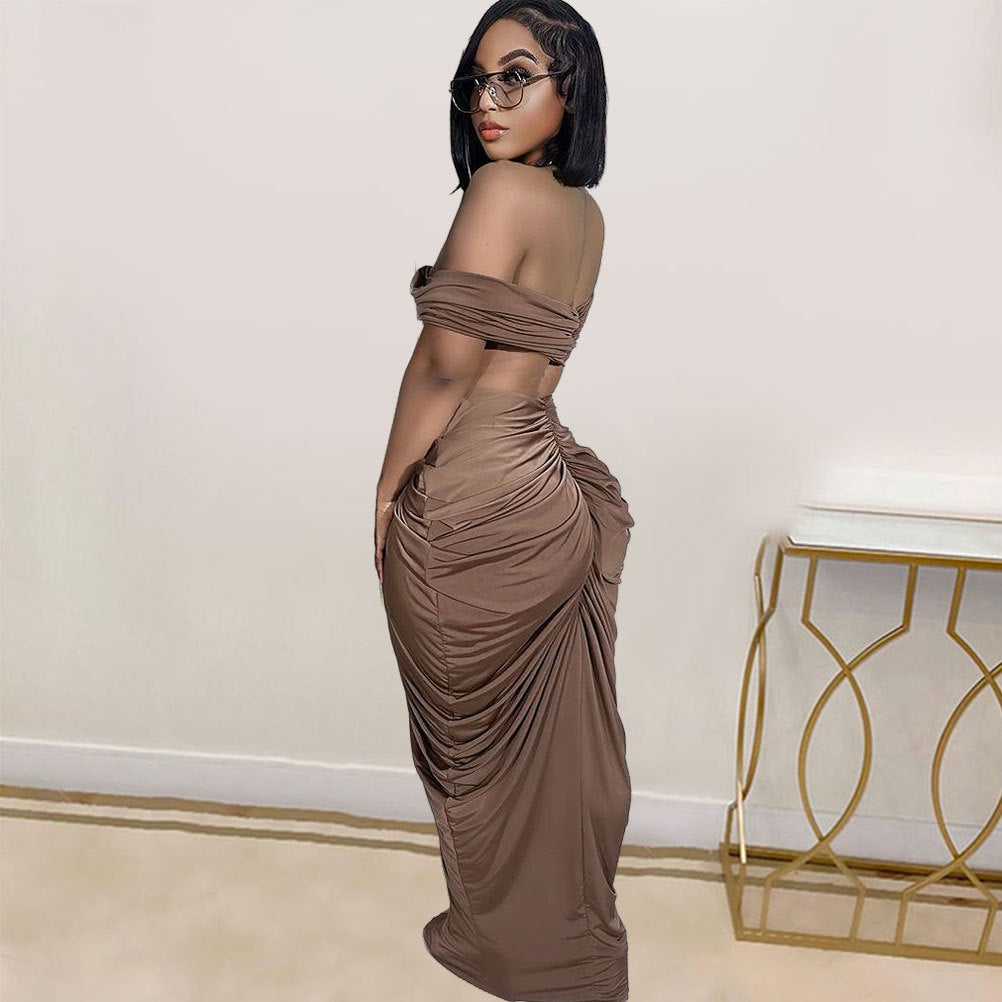 Women's Pleated Sleeveless Top and Skirt Two-Piece Set