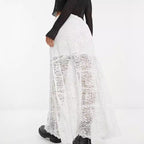 Women's Sheer Mesh Skirt with Lace Trim