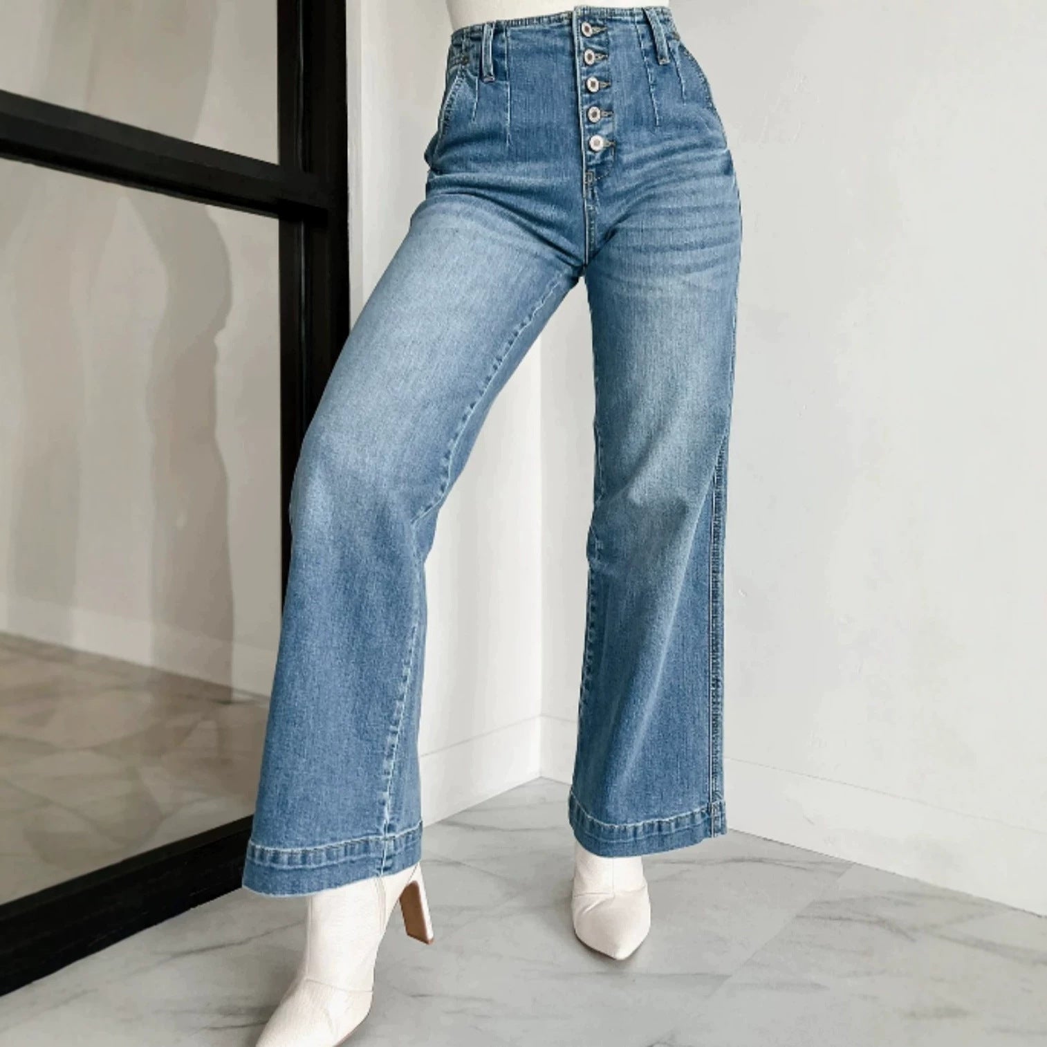 WL Jeans Spring Autumn Retro Simple Casual Slim Fit Women