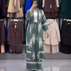 Printed Long-Sleeve Top & Wide-Leg Pants Two-Piece Set