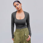 Simple Long Sleeve Bottoming Jumpsuit