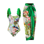 Printed Skirt One-piece Swimwear