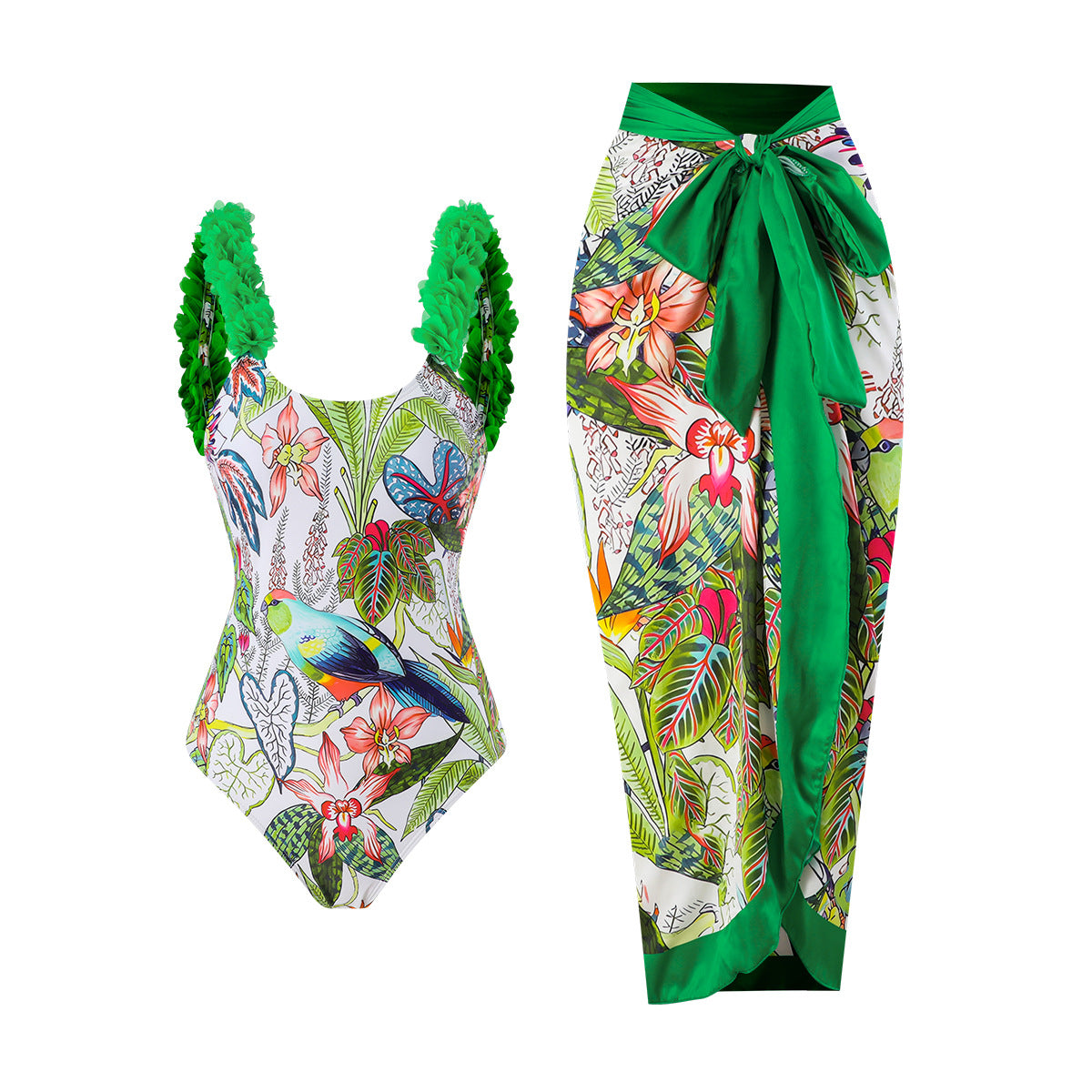 Printed Skirt One-piece Swimwear