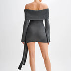 Women's Strapless Lace-Up Knit Mini Dress