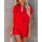 Women's V-Neck Short-Sleeve Jumpsuit