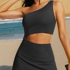Shoulder Backless One-piece Swimwear
