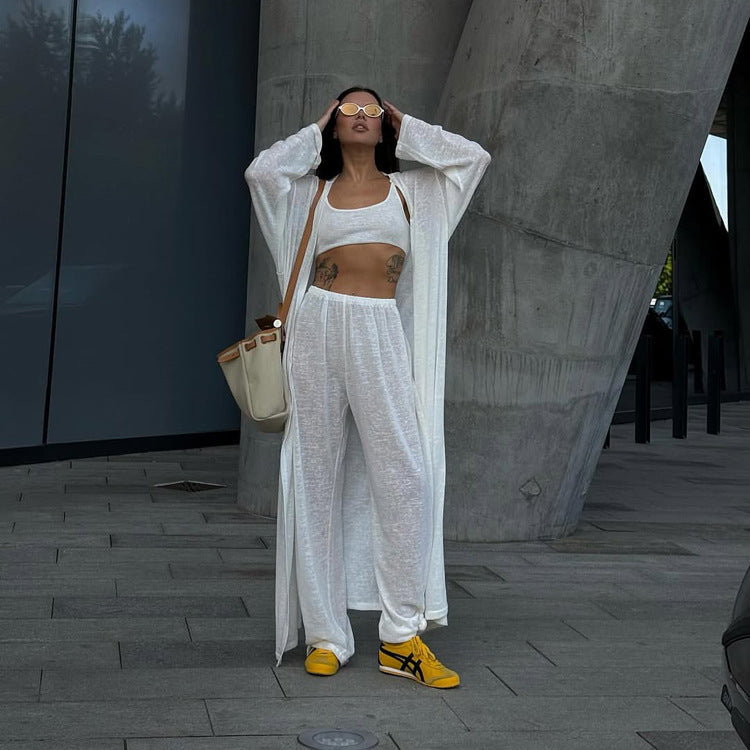 Collared Shirt & Wide-Leg Pants Set