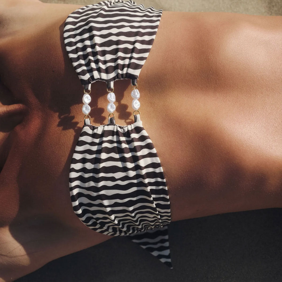 Black White One-piece Swimwear