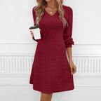 Women's Wine Red Dress High Waist Slim Midi Dress For Women