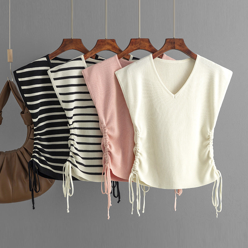 Women's V-Neck Striped Knit Tank Top