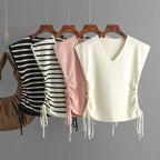 Women's V-Neck Striped Knit Tank Top