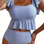 Split Striped One-piece Swimwear